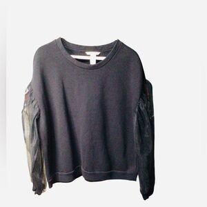 H&M Black Sweatshirt with Sheer Sleeves